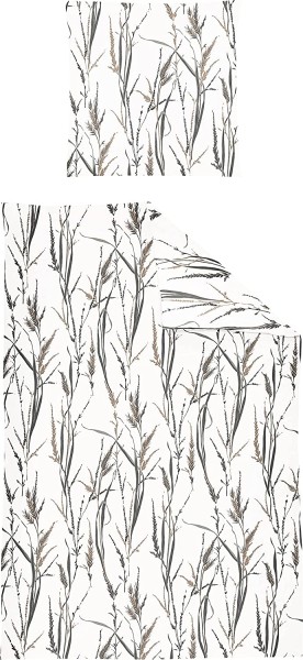 Irisette Sky Mako-Satin Bettwäsche 135x200 Gräser Ähren grau braun weiß 8463-80